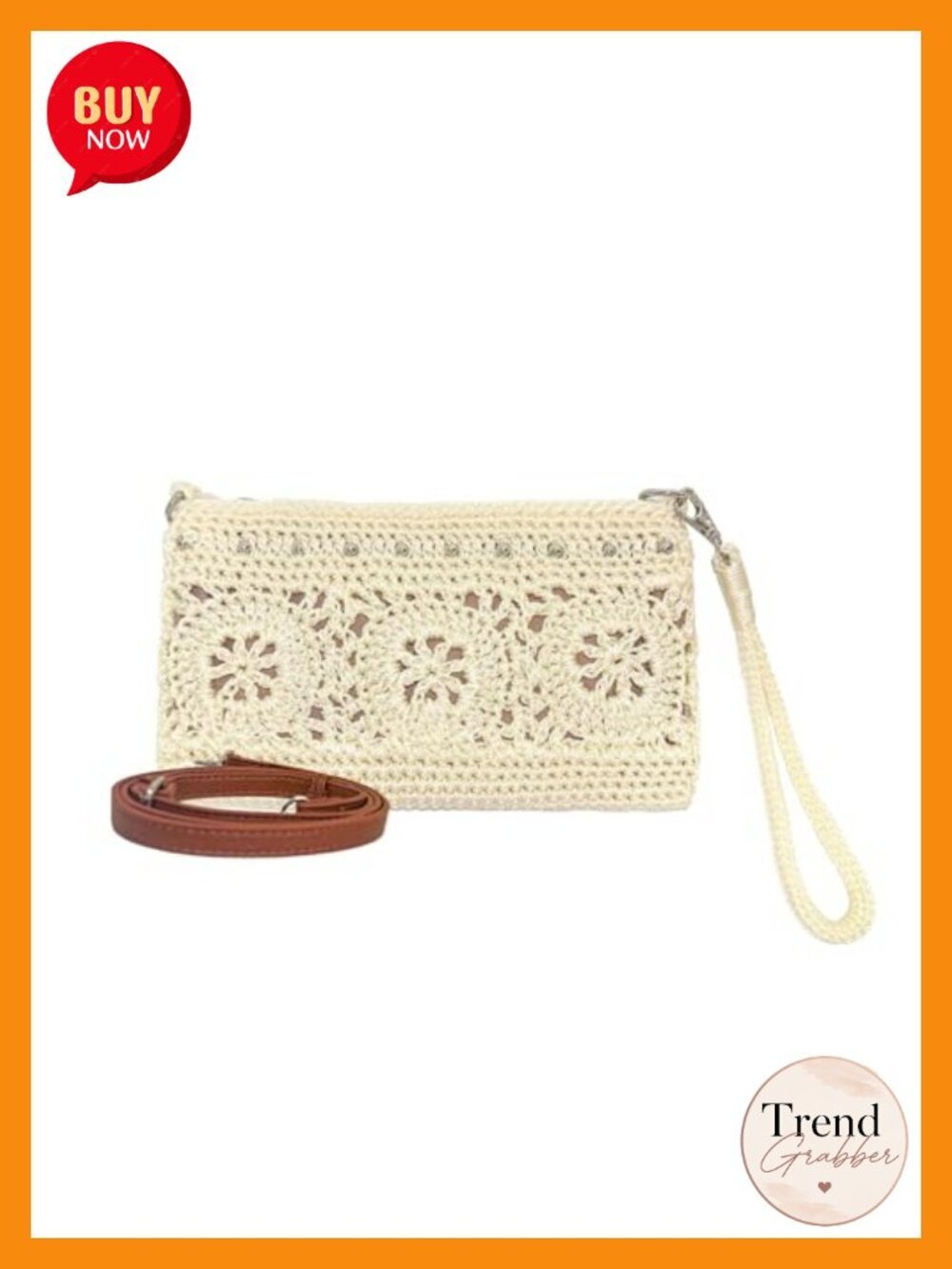 Handmade Crochet Wristlet Wallet Clutch Crossbody Shoulder Bag